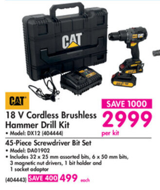 Makro CAT 18V Cordless Brushless Hammer Drill Kit offer