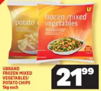 Usave Unbrand Frozen Mixed Vegetables/Potato Chips 1kg offer