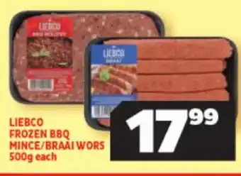 Usave Liebco Frozen BBQ Mince/Braai Wors 500g offer