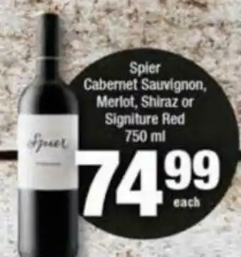 Spar Spier Cabernet Sauvignon, Merlot, Shiraz or Signature Red 750ml offer