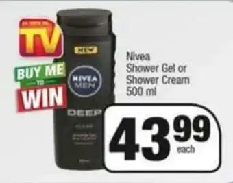 Spar Nivea Shower Gel or Shower Cream 500ml offer