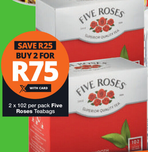 Five Roses Teabags 2x102 offer at Checkers Hyper