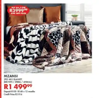 Beares Mzansi 2 Ply 6kg Blanket each offer