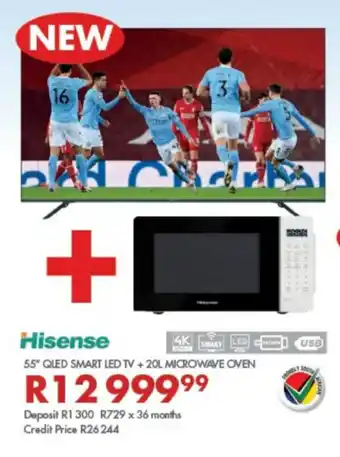 Hisense - 55" QLED Smart LED TV + 20L Microwave Oven