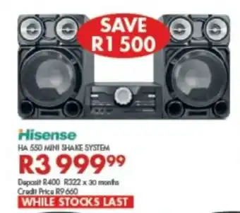 Beares Hisense - HA 550 MINI Shake System offer
