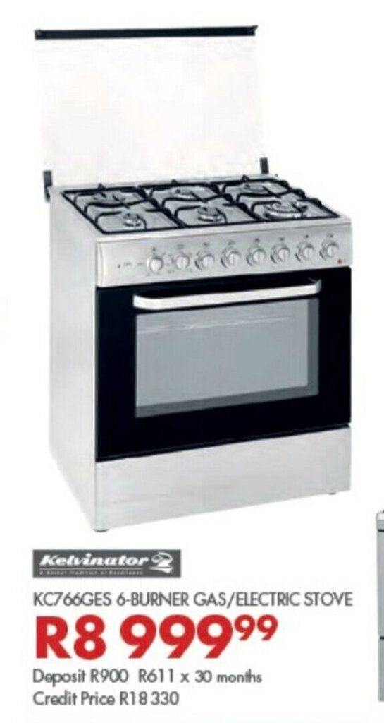 Kelvinator KC766GES 6Burner Gas / Electric Stove offer at Beares