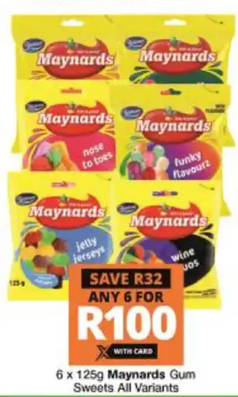 Maynards Gum Sweets 6x125g