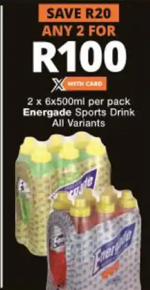 Energade Sports Drink 2x6x500ml
