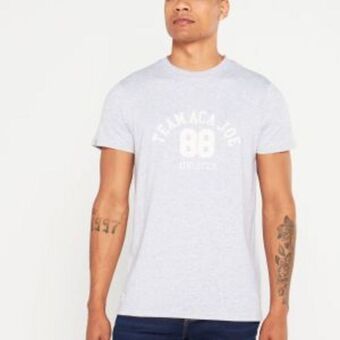 Aca joe mens aca joe puff print tee - ss grey melange