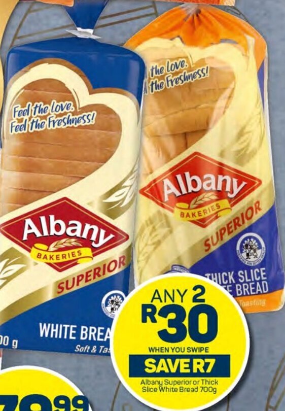 Albany Superior or Thick Slice White Bread 700g offer at Pick n Pay