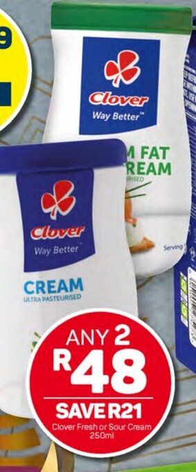Pick n Pay Clover Fresh or Sour Cream 250ml offer