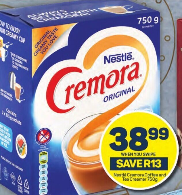 Nestle Cremora Coffee and Tea Creamer 750g offer at Pick n Pay