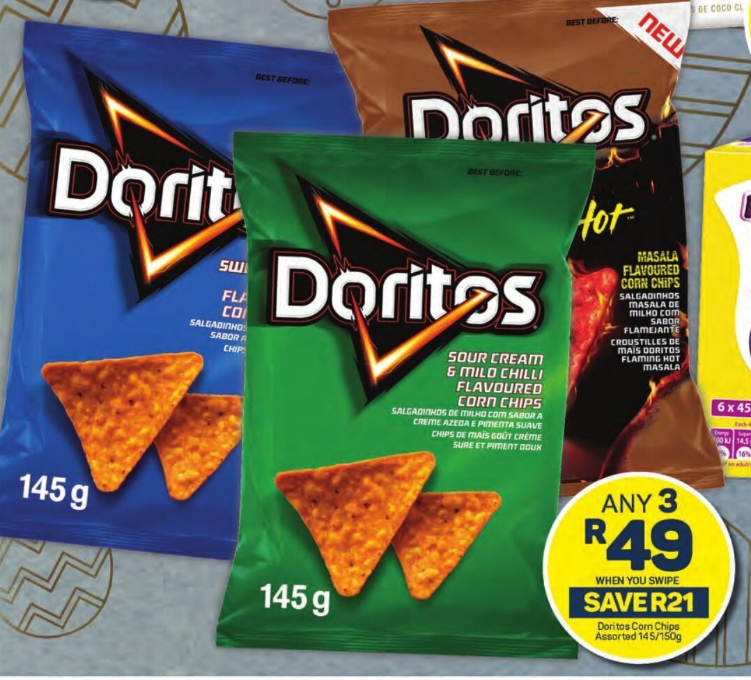 Doritos Corn Chips Assorted 145/150g offer at Pick n Pay
