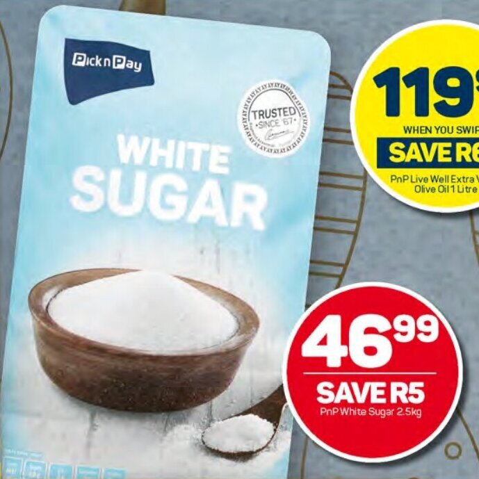 PnP White Sugar 2.5kg offer at Pick n Pay