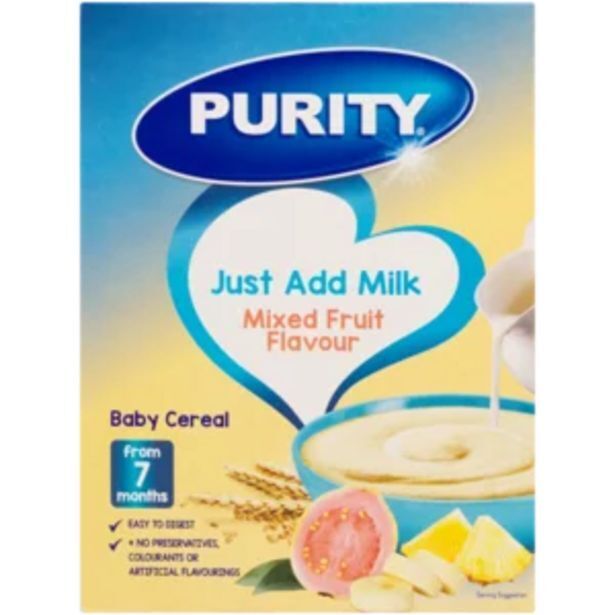 Purity mixed fruit flavoured baby cereal 200g offer at Shoprite