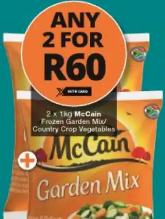Checkers Hyper McCain Frozen Garden Mix/Country Crop Vegetables 2x1kg offer