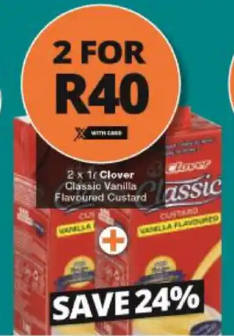Checkers Hyper Clover Classic Vanilla Flavoured Custard 2x1L offer