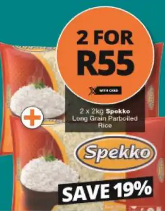 Checkers Hyper Spekko Long Grain Parboiled Rice 2x2kg offer
