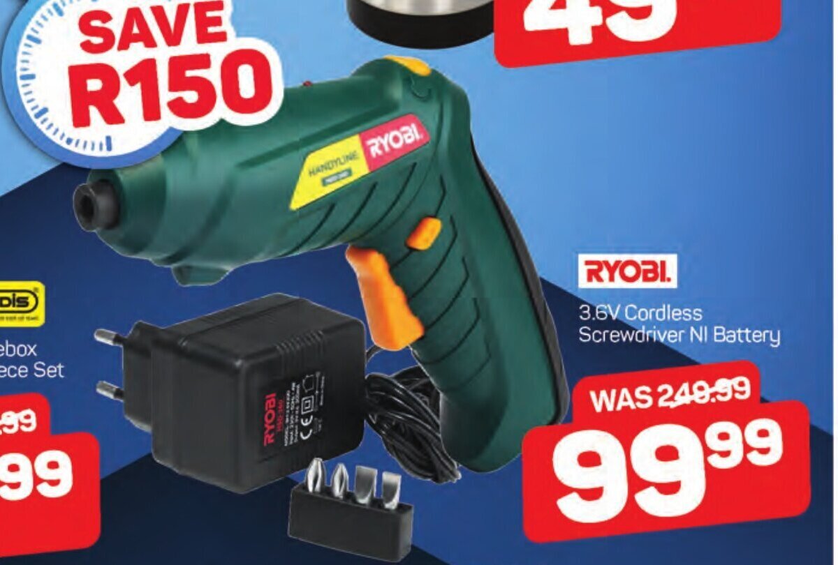 Ryobi 3.6V Cordless Screwdriver NI Battery offer at Pick n Pay