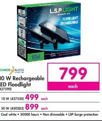 Makro Power 4 Less 30 W Rechargeable LED Floodlight offer