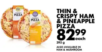 Woolworths Thin & Crispy Ham & Pineapple Pizza 395g offer