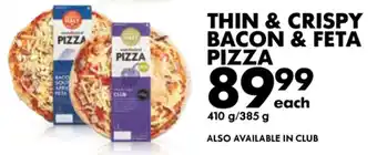 Thin & Crispy Bacon & Feta Pizza 410g/385g
