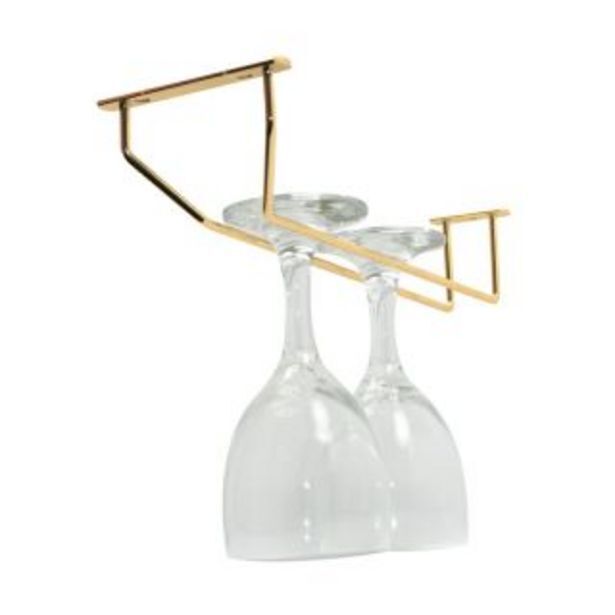 Wine glass holder, brushed gold, 1 row offer at Gelmar