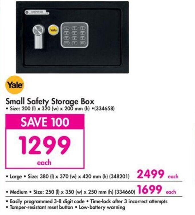 Yale Small Safety Storage Box offer at Makro