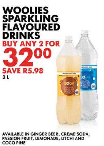 Woolworths Woolies Sparkling Flavoured Drinks 2L offer