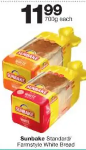 Checkers Sunbake Standard/Farmstyle White Bread 700g offer