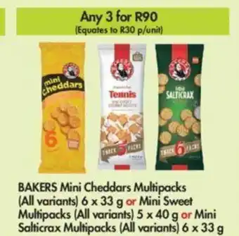 Makro Bakers Mini Cheddars Multipacks (all variants) 6x33g or Mini Sweet Multipacks (all variants) 5x40g or Mini Salticrax Multipac offer