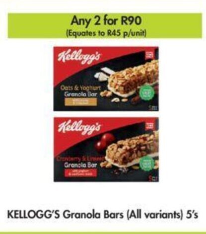 Kellogg's Granola Bars (All variants) 5's offer at Makro