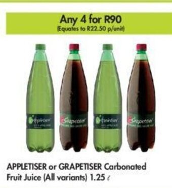 Appletiser or Grapetiser Carbonated Fruit Juice (all variants) 1.25l
