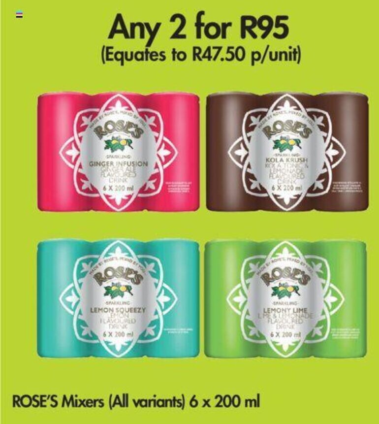 Rose's Mixers (All variants) 6x200ml offer at Makro