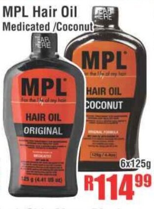 Devland Cash And Carry MPL Hair Oil Medicated/Coconut 6x125g offer