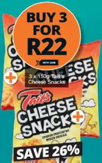 Checkers Tait's Cheese Snacks 3x150g offer