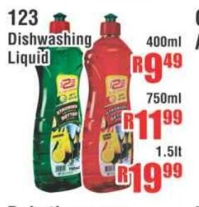 Devland Cash And Carry 123 Dishwashing Liquid 400ml offer