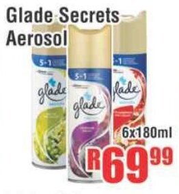 Devland Cash And Carry Glade Secrets Aerosol 6x180ml offer