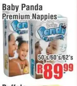 Devland Cash And Carry Baby Panda Premium Nappies 50's/60's/62's offer