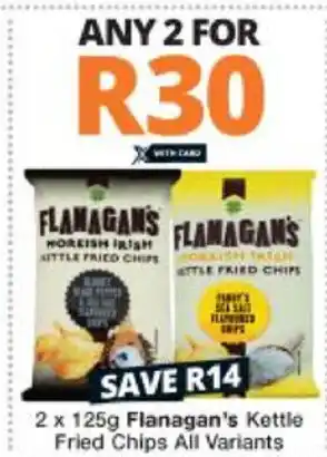 Checkers Flanagan's Kettle Fried Chips 2x125g offer