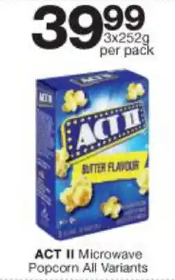 Checkers ACT II Microwave Popcorn 3x252g offer