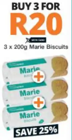 Checkers Marie Biscuits 3x200g offer