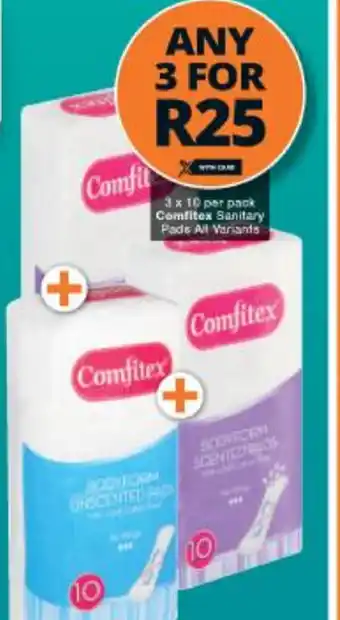 Checkers Comfitex Sanitary Pads 3x10 per pack offer