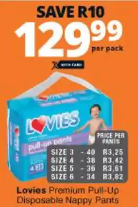 Checkers Lovies Premium Pull-up Disposable Nappy Pants offer