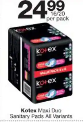 Checkers Kotex Maxi Duo Sanitary Pads offer