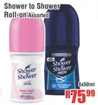 Devland Cash And Carry Shower to Shower Roll-on 6x50ml offer