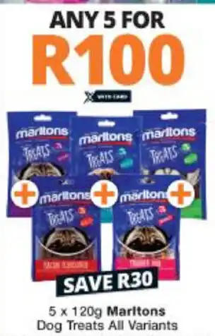 Checkers Maritons Dog Treats 5x120g offer