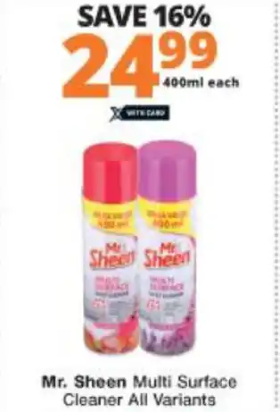 Checkers Mr. Sheen Multi Surface Cleaner 400ml offer