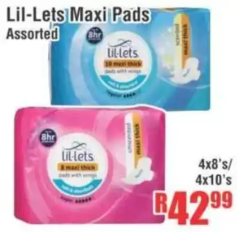 Devland Cash And Carry Lil-lets Maxi Pads 4x8's/4x10's offer