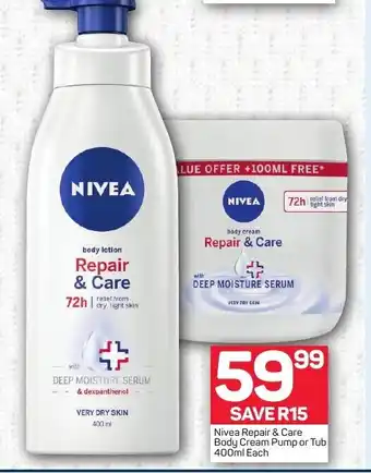 Nivea Repair & Care Body Cream Pump or Tub 400ml